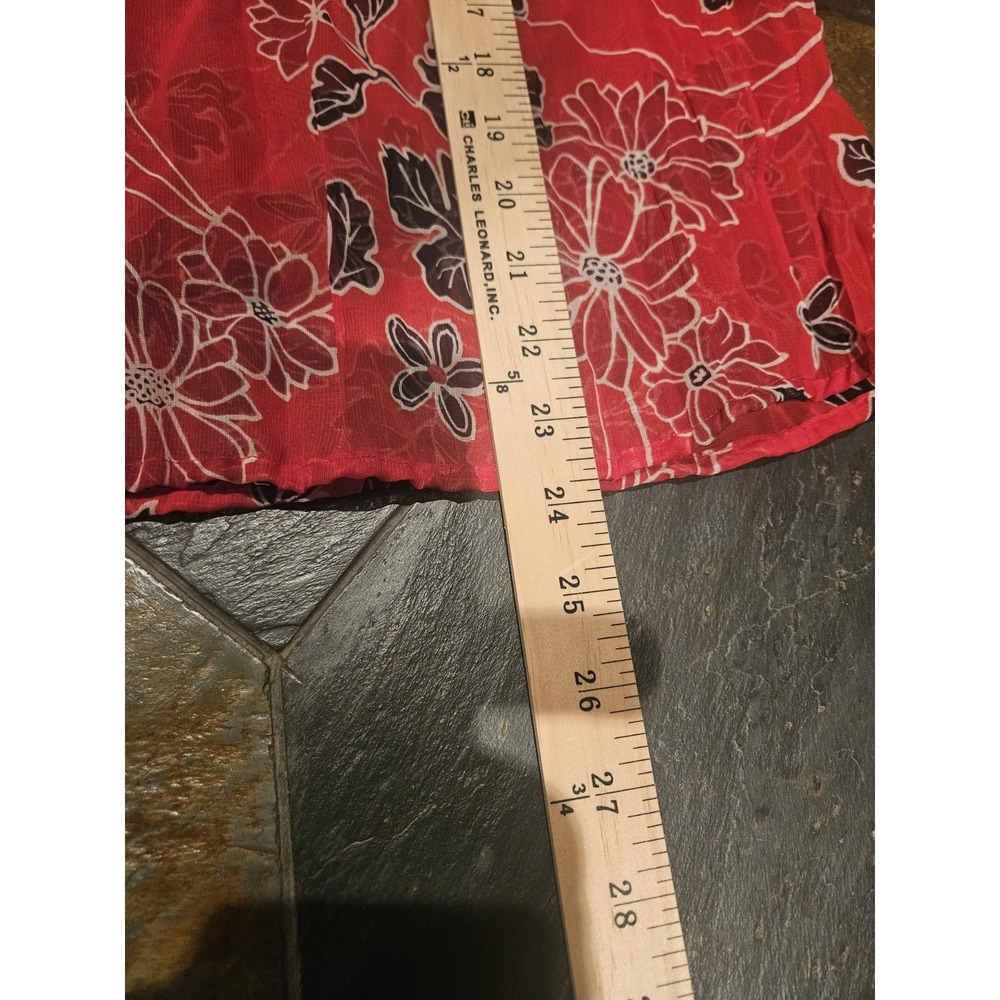 INC Womens Red Floral Sheer Top Sz M Bloomcore Cottagecore - Picture 9 of 10
